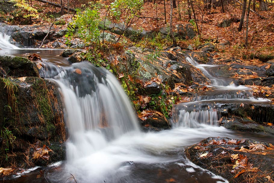 waterfall, cascade, nature, landscape, stream, river, rock HD wallpaper