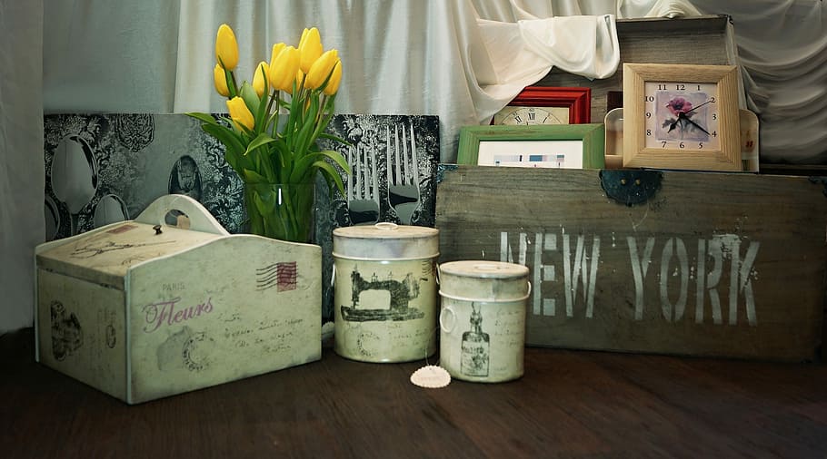 Tulips, Retro, Cans, Studio, Still Life, jar, indoors, label HD wallpaper
