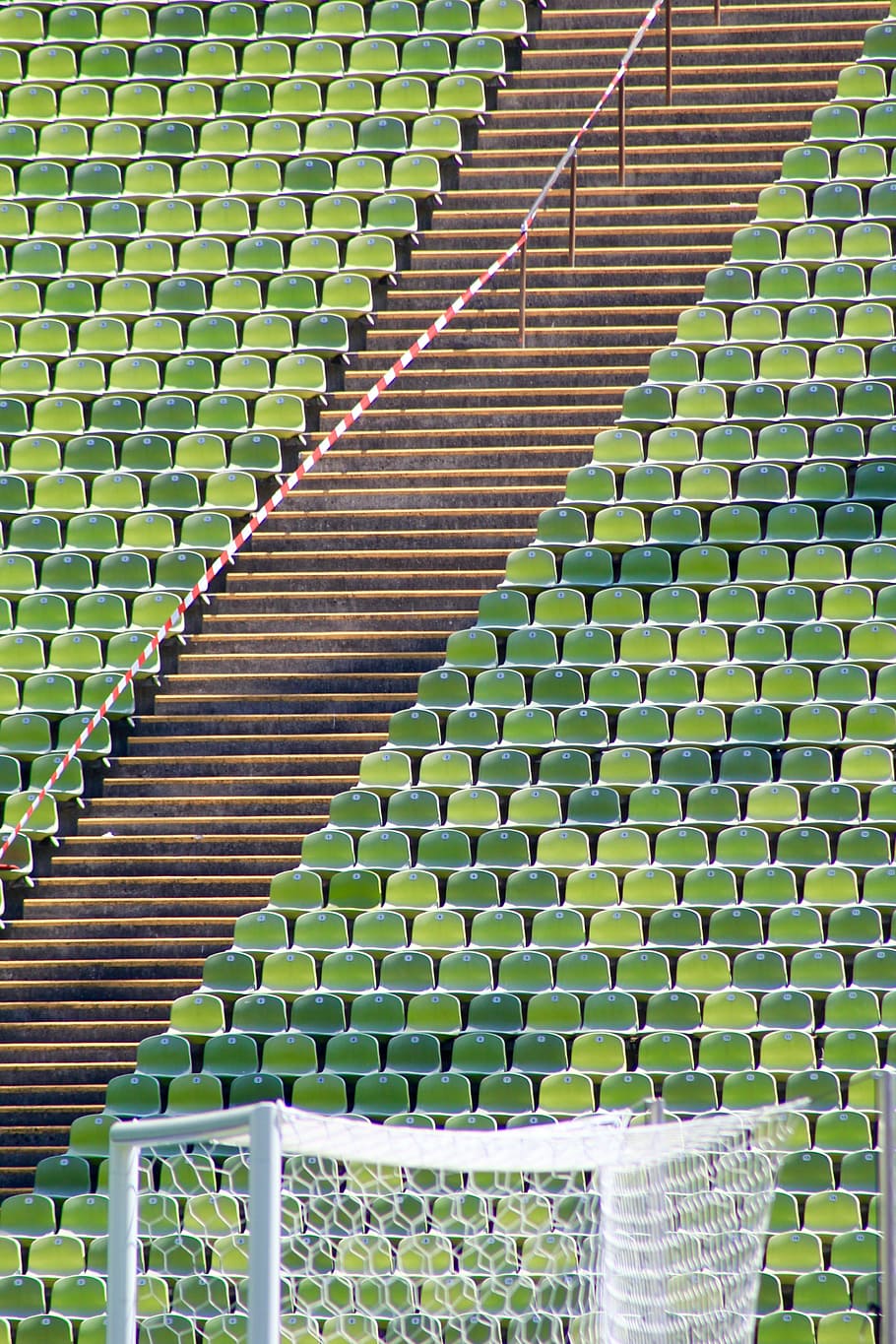 soccer goal with vacant seats background, stadium, football, olympic station, HD wallpaper