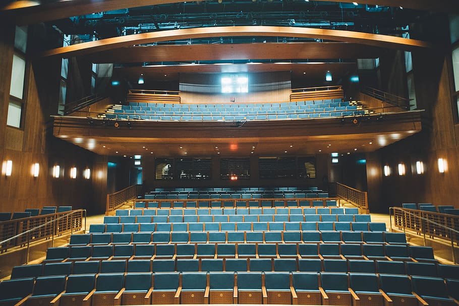 auditorium, stadium, bench, chairs, inside, building, lights HD wallpaper