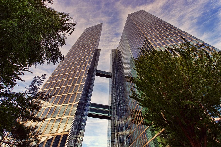 building during daytime, skyscrapers, architecture, city, blue HD wallpaper