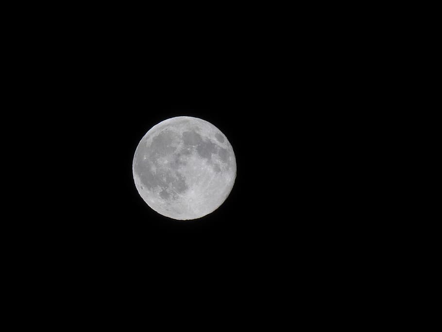 moon, full moon, night, black, midnight, lunar, space, astronomy HD wallpaper