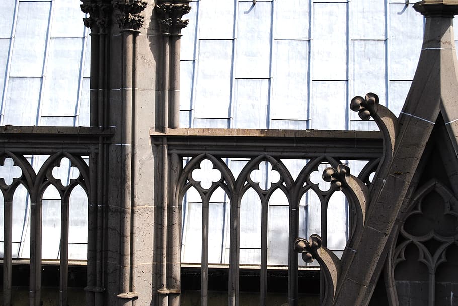 Gothic Arch, Balustrade, Cologne, Dom, side window, buttresses HD wallpaper