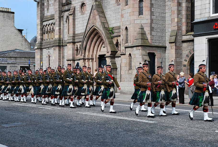 royal guards parade, great britain, scotland, aberdeen, aberdeenshire, HD wallpaper