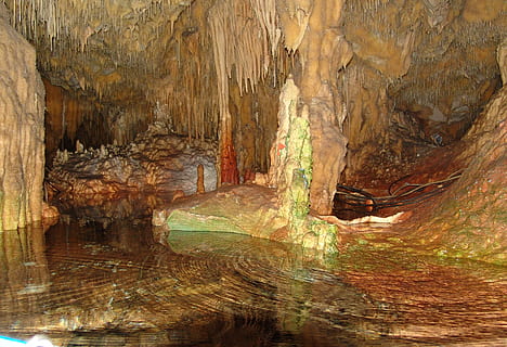 cave interior, hellas, dirou, grotto, mystical, stalactite cave HD wallpaper
