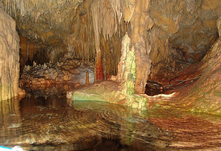 cave interior, hellas, dirou, grotto, mystical, stalactite cave HD wallpaper