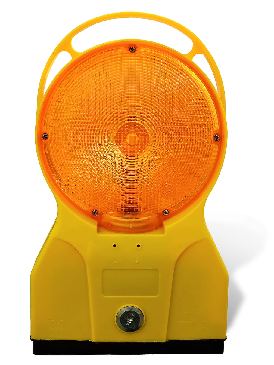 site, road construction, warning light, warning lamp, yellow HD wallpaper
