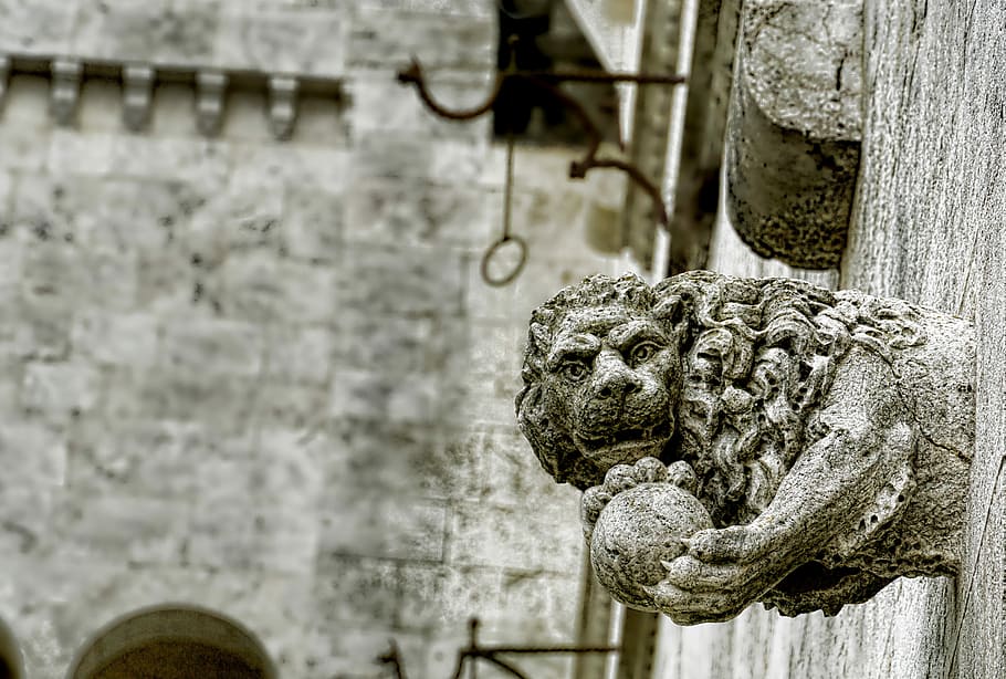 gray concrete wall statue, old, sculpture, architecture, art HD wallpaper