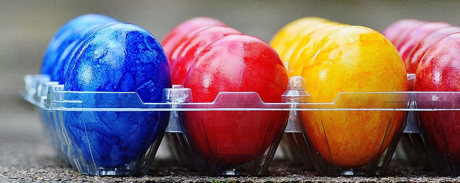 Easter Eggs, Colorful, happy easter, colored, no people, blue HD wallpaper