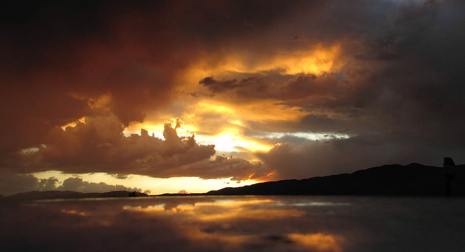white cloudy sky during daytime, photo of white and orange clouds HD wallpaper