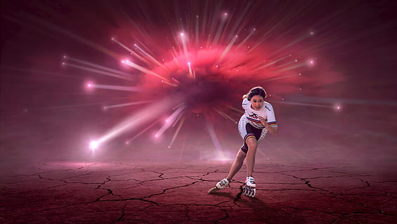 woman in white shirt and pair of white inline skates, fantasy HD wallpaper