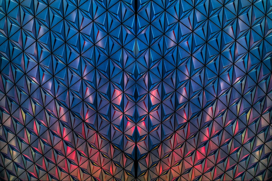 blue and red cubist building, untitled, architecture, pattern HD wallpaper