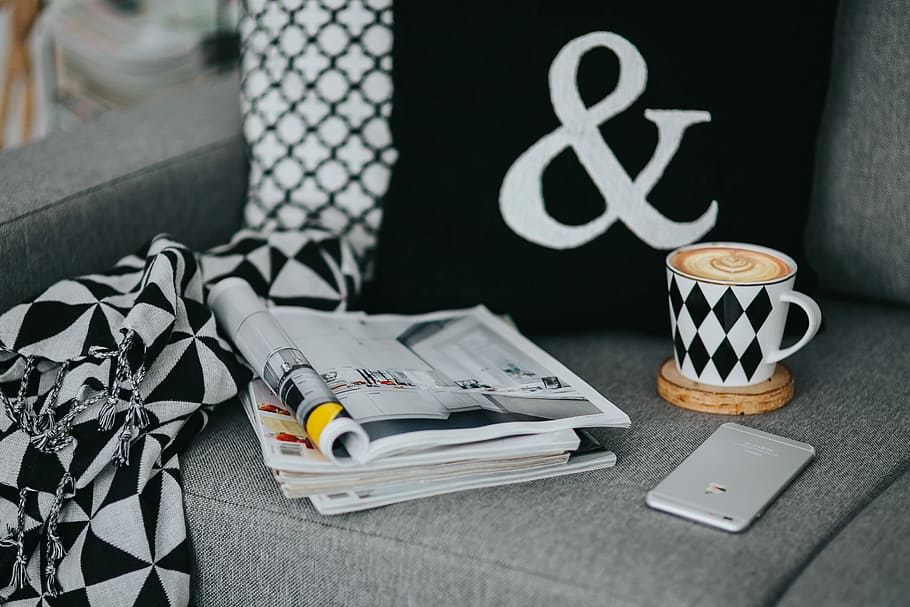 Resting with magazines and cup of coffee, interior, relaxing HD wallpaper