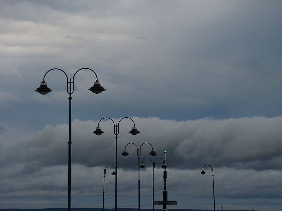badacsony, pier, storm, cloudy, lamp post, égkép, cloud - sky HD wallpaper