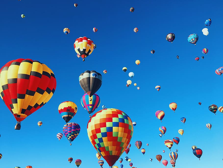 hot air balloon pfestival, assorted-color hot air balloons under blue sky at daytime, HD wallpaper
