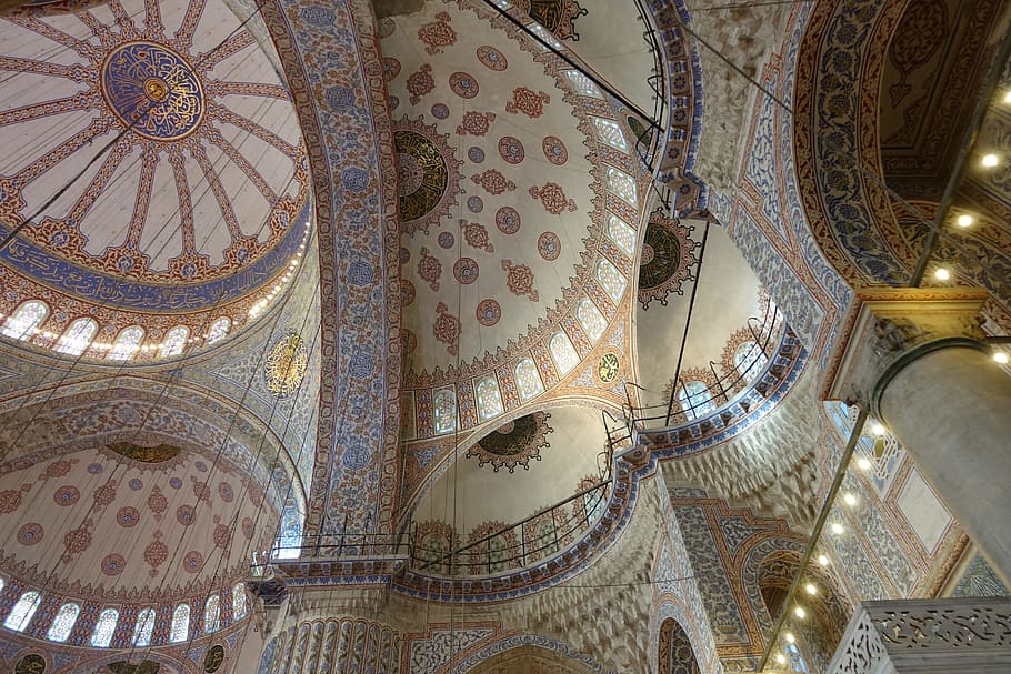 ceiling, internal, gold, religion, indoors, travel, built structure HD wallpaper