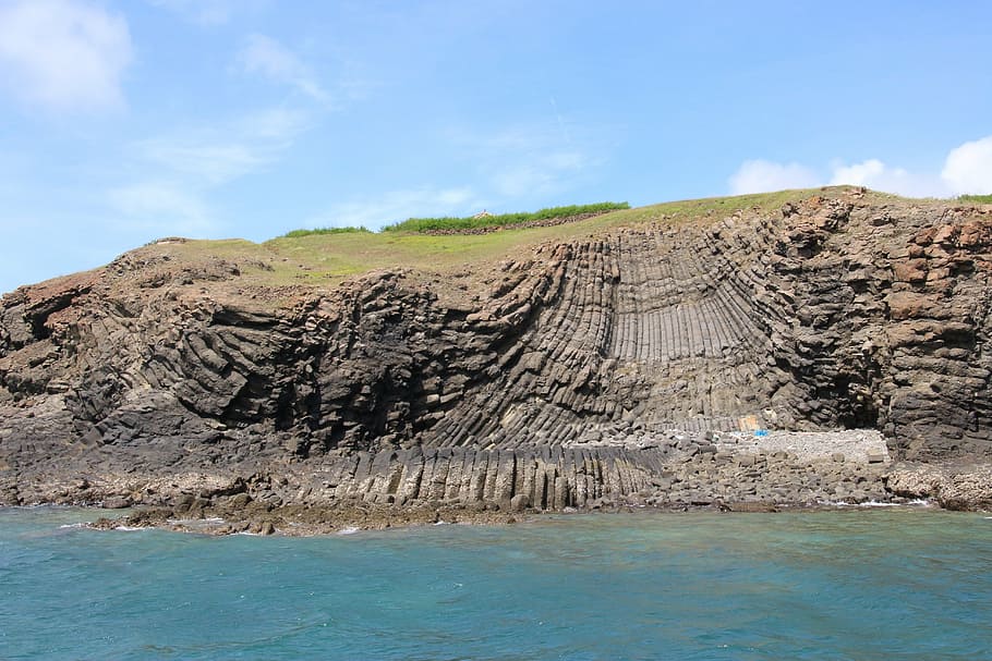 penghu, island, basalt, special terrain, nature, sea, beauty in nature, HD wallpaper