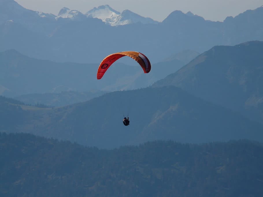 Paraglider, Fly, Flight, hang glider, paragliding, mountain HD wallpaper