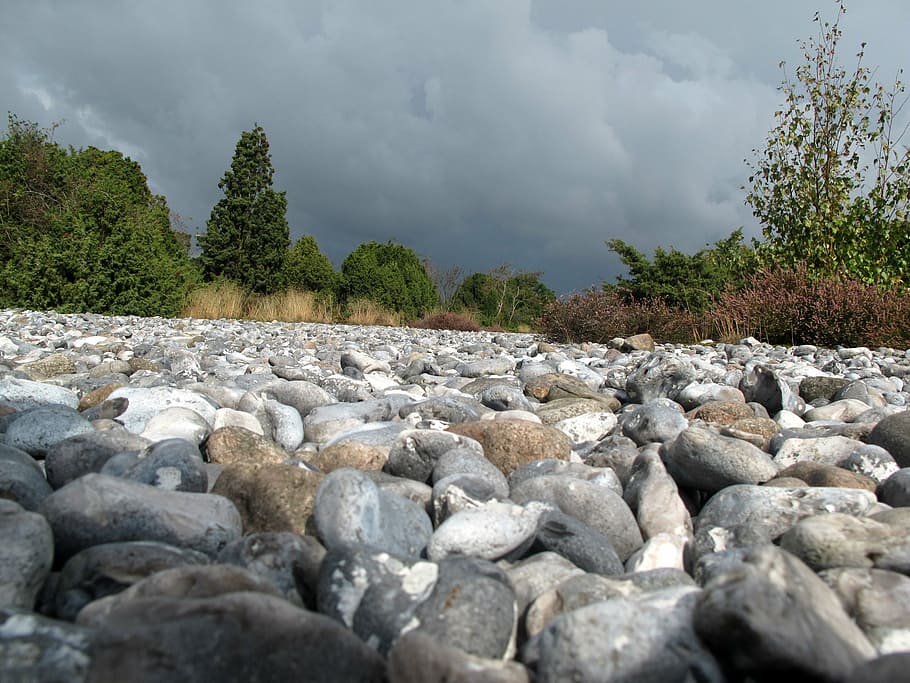 stones, pebble, riverbed, landscape, nature, rügen, solid HD wallpaper