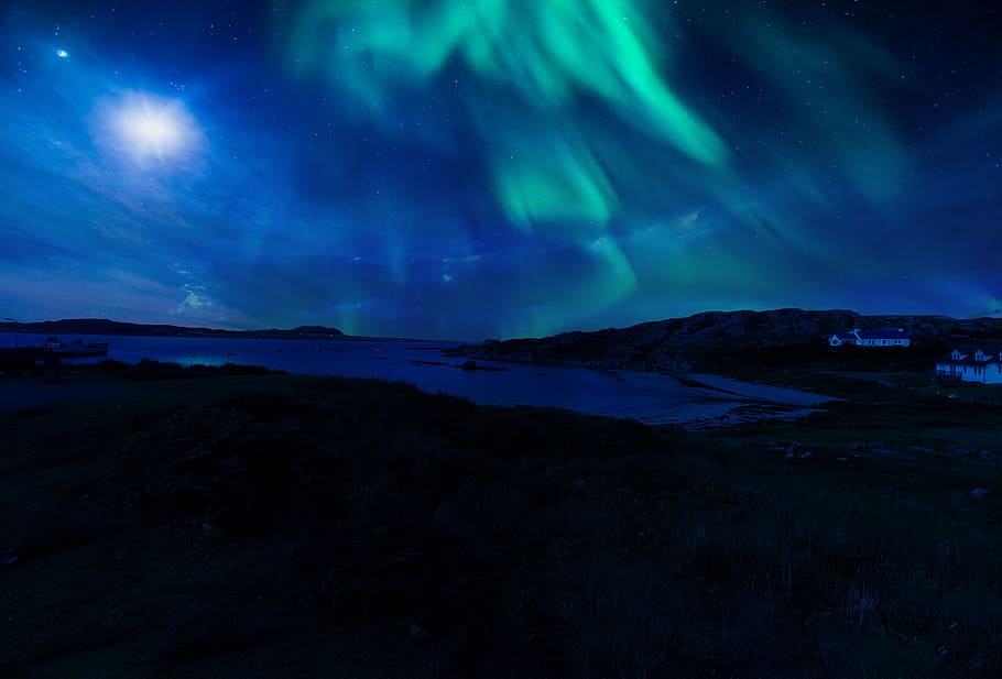 Aurora Borealis, scotland, northern, lights, night, sky, stars, HD wallpaper