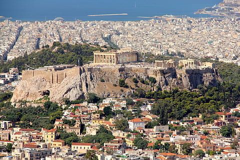 aerial view of Parthenons Greece, Athens, Greece, Acropolis HD wallpaper