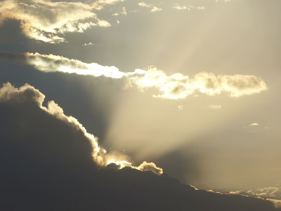 sun, sunrise, clouds, mood, sunbeam, light, morning, australia HD wallpaper