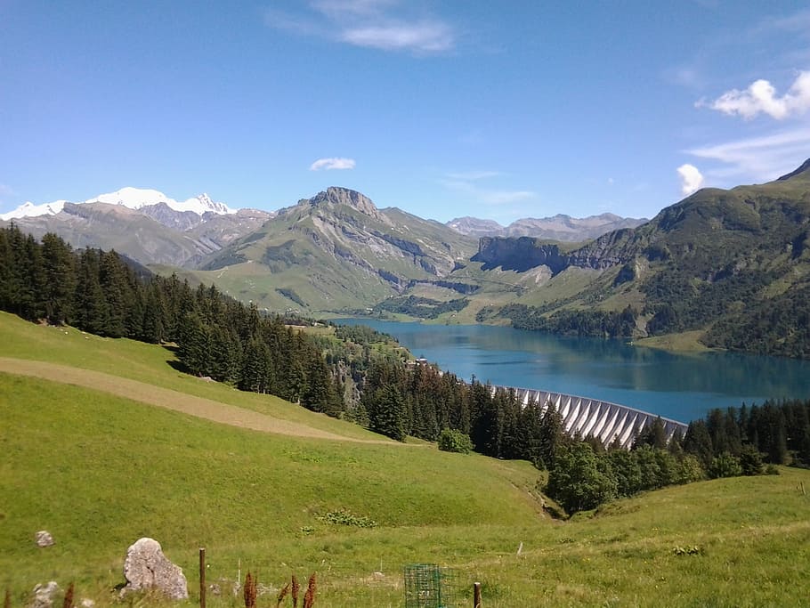 Alps, Dam, Mountain, Lake, Water, my, mountain range, scenics HD wallpaper