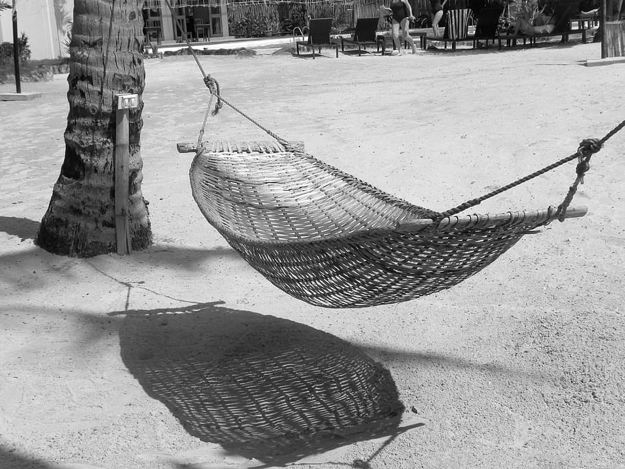 gray hammock on white sand, beach, vacation, tropical, ocean HD wallpaper