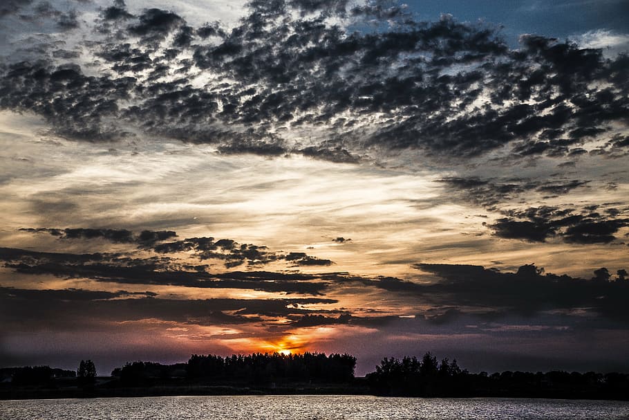 clouds, water, sea, nature, surf, gold, beach, equinox, sunset HD wallpaper