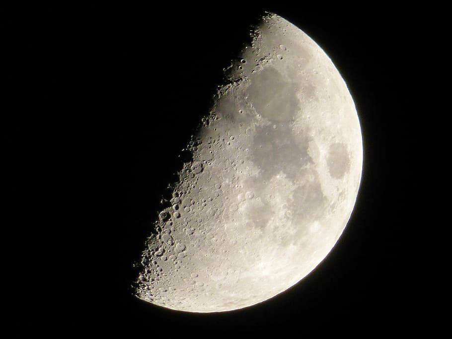 moon, lunar, night, close, half, detailed, space, astronomy HD wallpaper