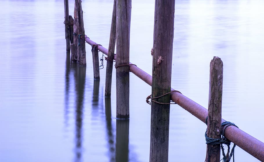 watermark, railing, wood, wood - material, no people, nature HD wallpaper