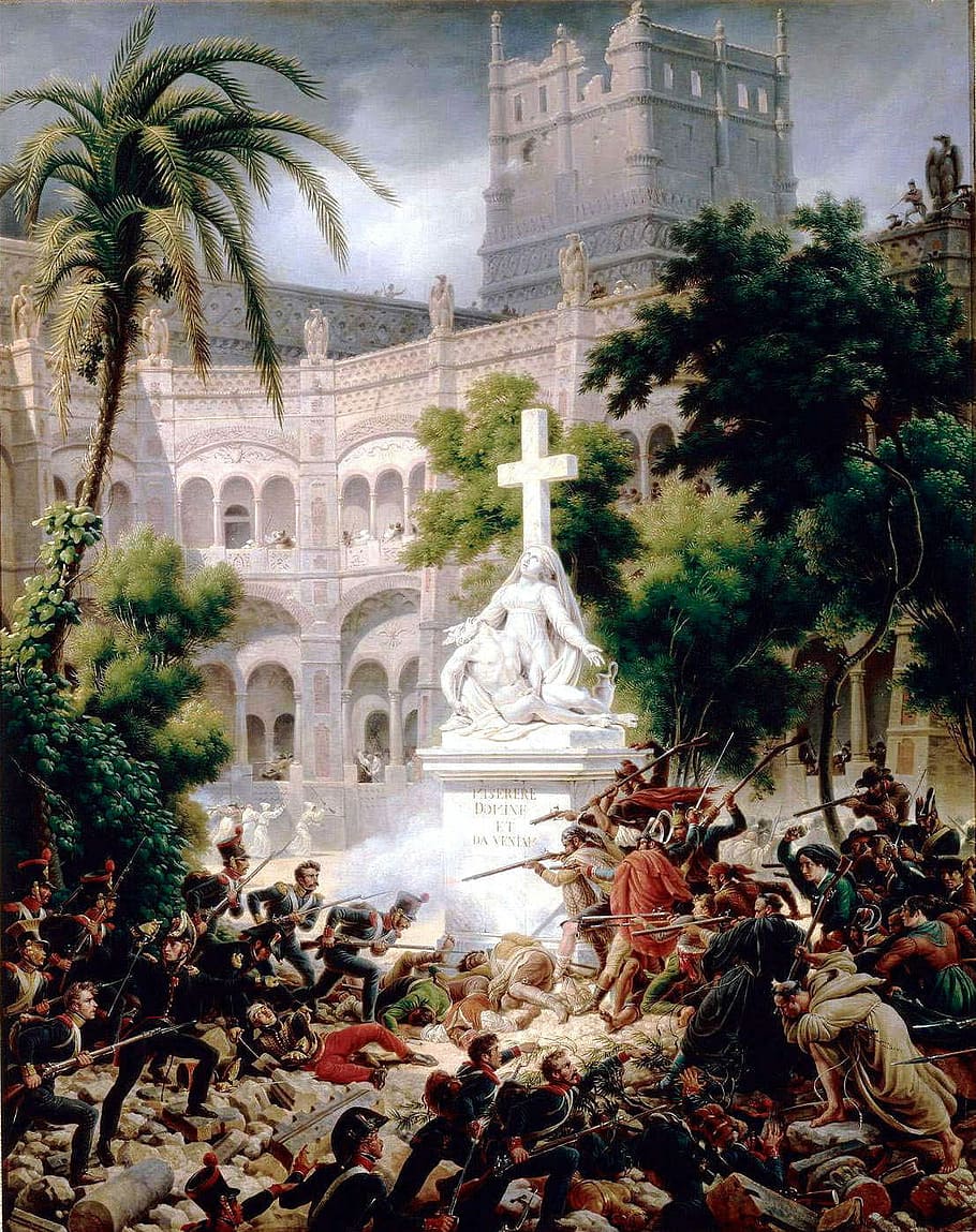 Assault of the French army at Santa Engracia Monastery in Zaragoza, Spain, HD wallpaper