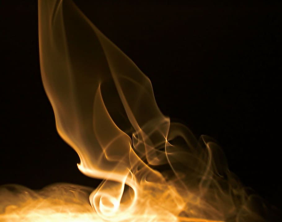 smoke, orange, background, black, backdrop, fire, yellow, black background HD wallpaper