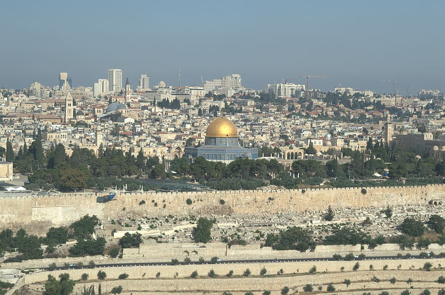 Dome of the Rock aerial photo, jerusalem, israel, mosque, islam HD wallpaper