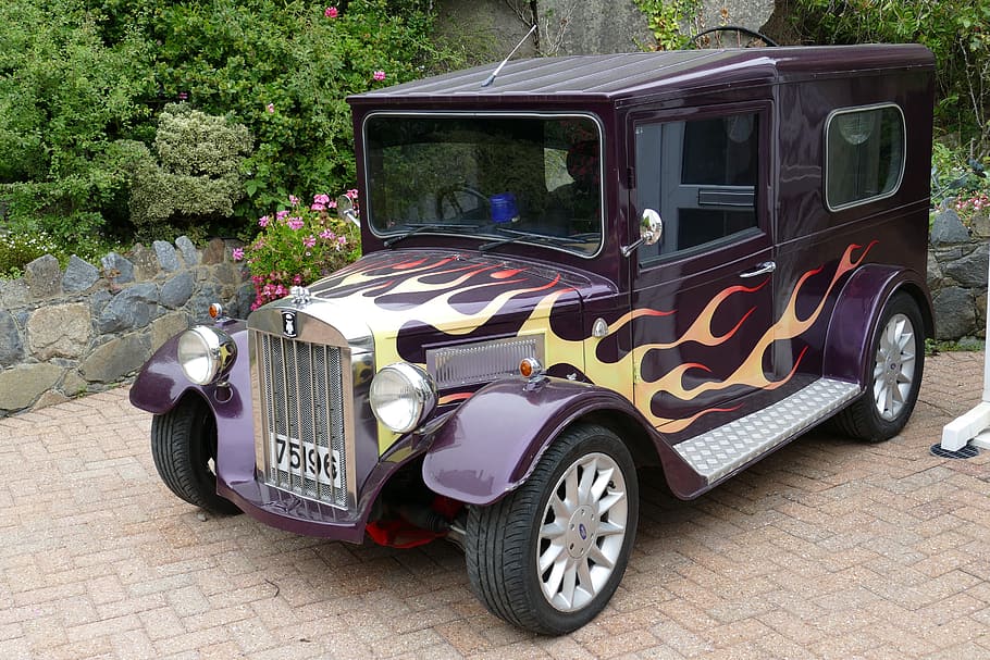 Auto, Oldtimer, Cooler, Dog, Guernsey, channel islands, england HD wallpaper