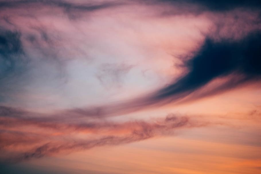 dark clouds during golden hour photography, sunset over the horizon HD wallpaper