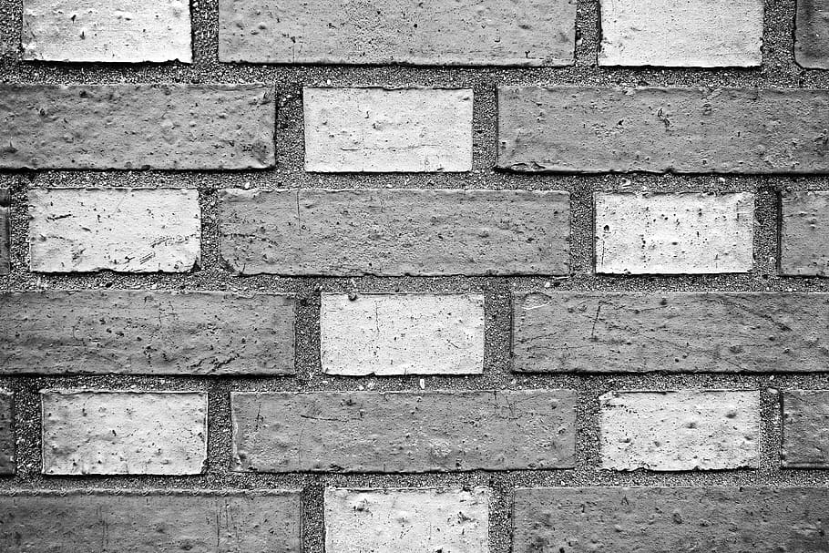 white and gray concrete brick wall, gray brick, gray brick wall, HD wallpaper