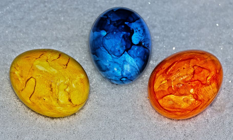 easter eggs, snow, colorful eggs, background, food, blue, indoors HD wallpaper