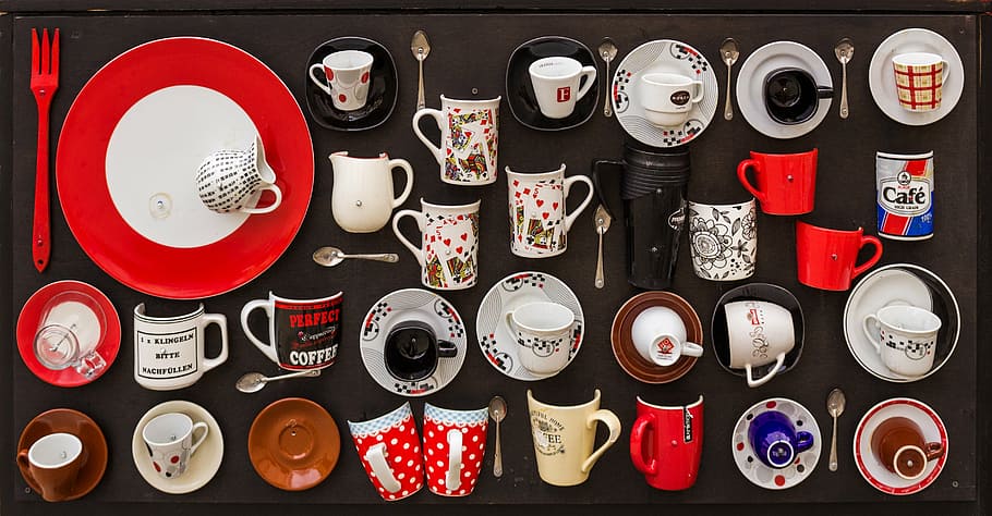 dinnerware set, cup, spoon, coffee, tea, hot, cafe, espresso HD wallpaper