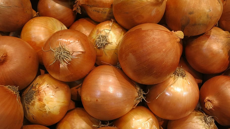 yellow onions, fresh, seasoning, whole, bulb, food, ingredient, HD wallpaper