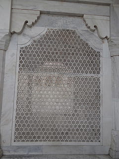 latticework, white marble, stone, window, architecture, agra fort HD wallpaper