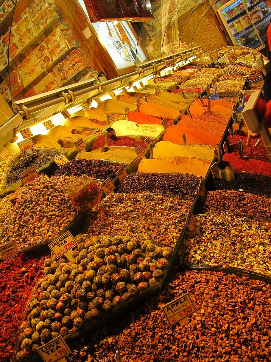 Istanbul, Spices, Bazaar, agriculture, food and drink, abundance HD wallpaper