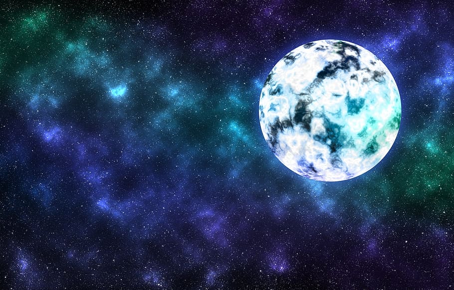 white and green moon, Universe, Planet, star, star - space HD wallpaper