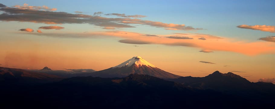 landscape photo of mountain in sunset, cotopaxi, volcano, sky HD wallpaper