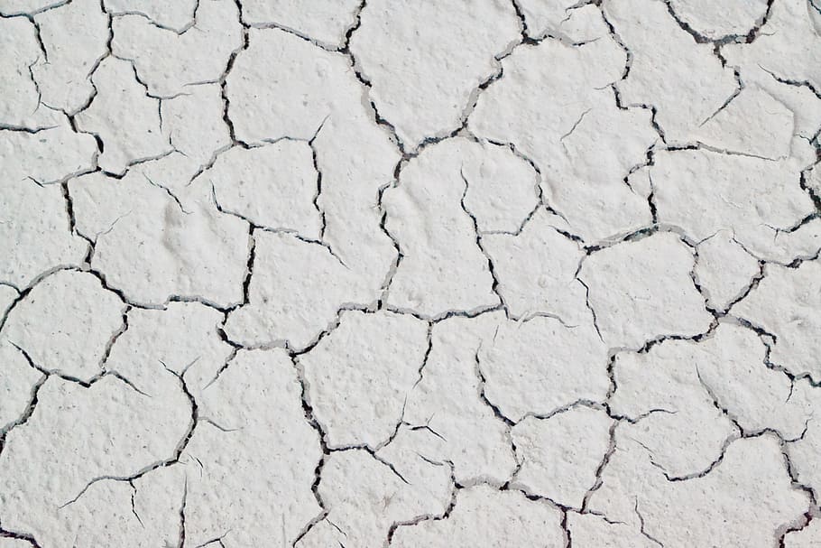 gray dry soil, white paint cracks, pattern, design, broken texture