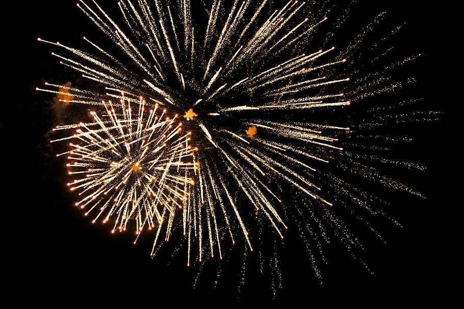 fireworks at night, pyrotechnics, explode, celebration, firework display HD wallpaper