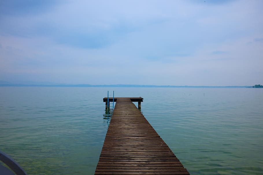jetty, lake, stage, water, pier, wood - material, sky, beauty in nature HD wallpaper
