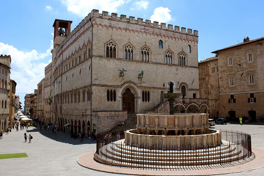 umbria, perugia, palazzo, of, priori, fontana, more, architecture, HD wallpaper