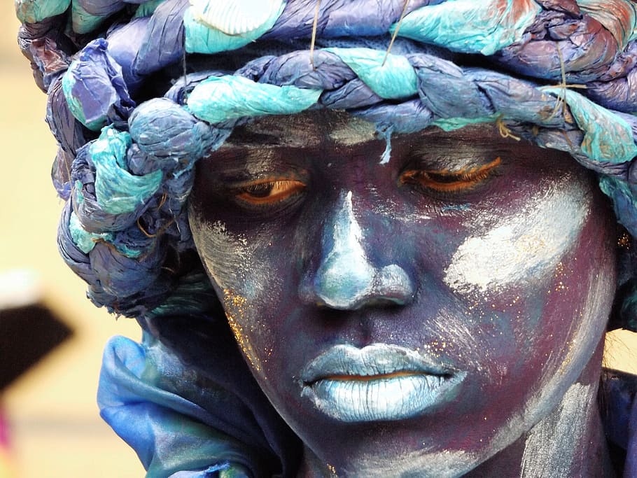 Statue, living, devargas, face paint, one person, headshot HD wallpaper