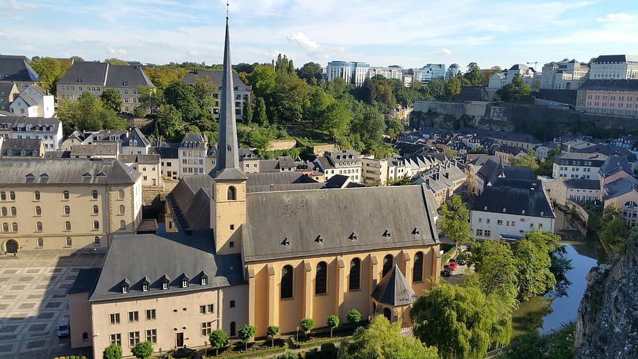Cityscape and chapel in Luxembourg, church, city view, photos, HD wallpaper